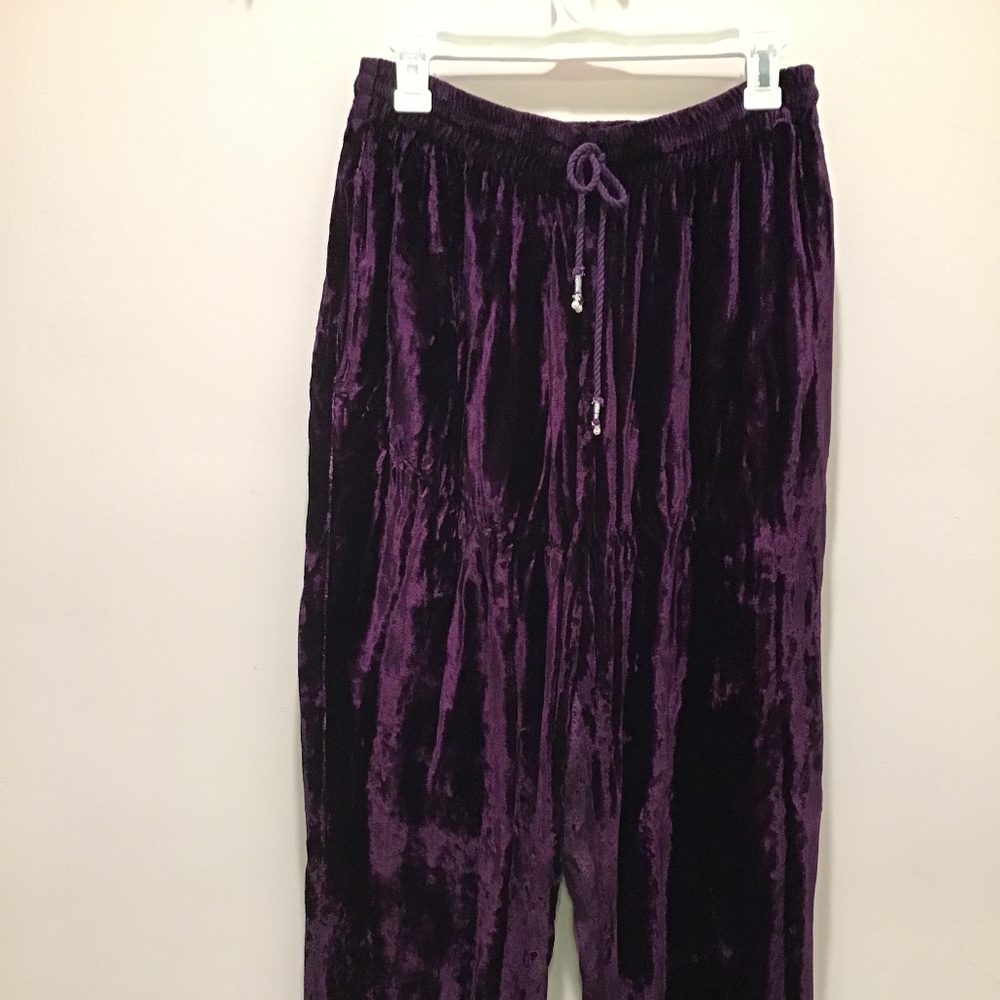 Purple Velvet Drawstring Pants